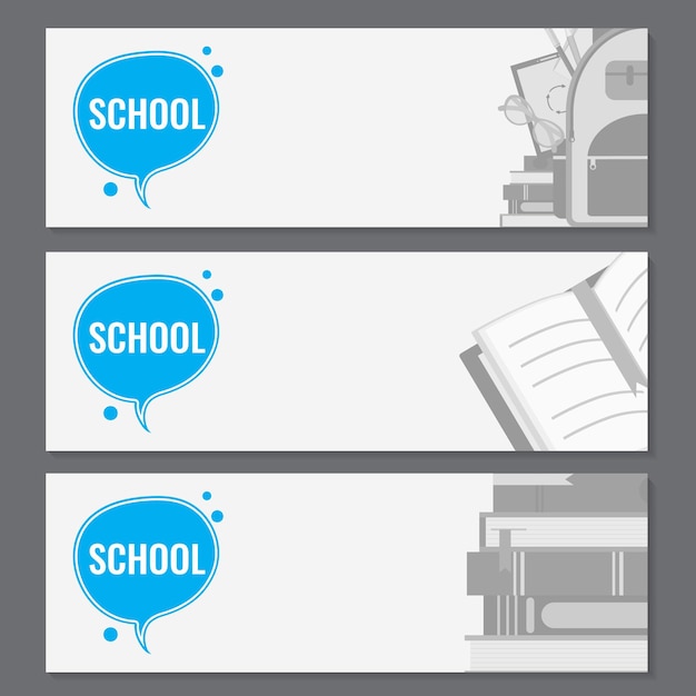 Banners for school design Education concept Flat style vector illustration