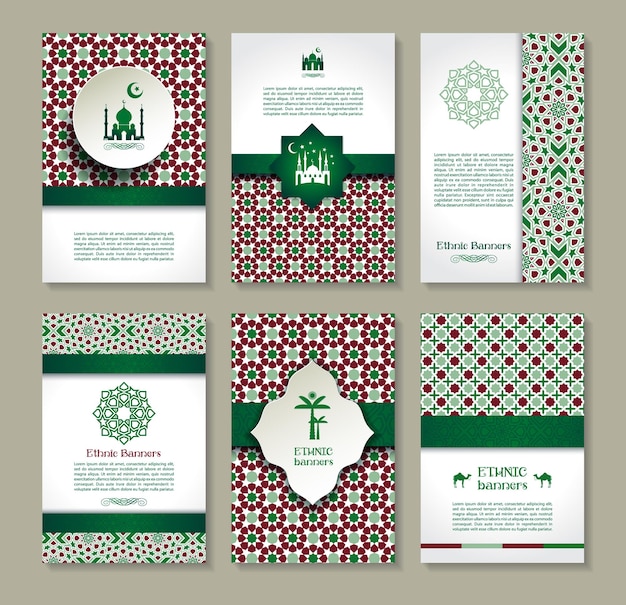 Banners set of ethnic design Religion abstract set of layout