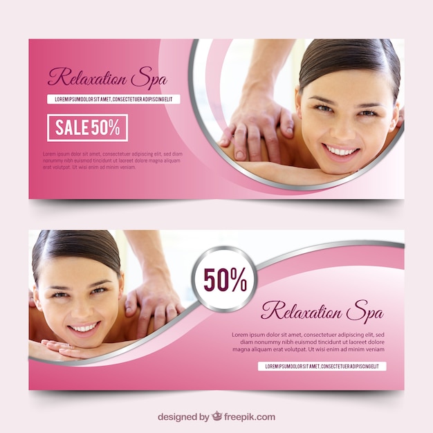 Vector banners for the spa with a photo