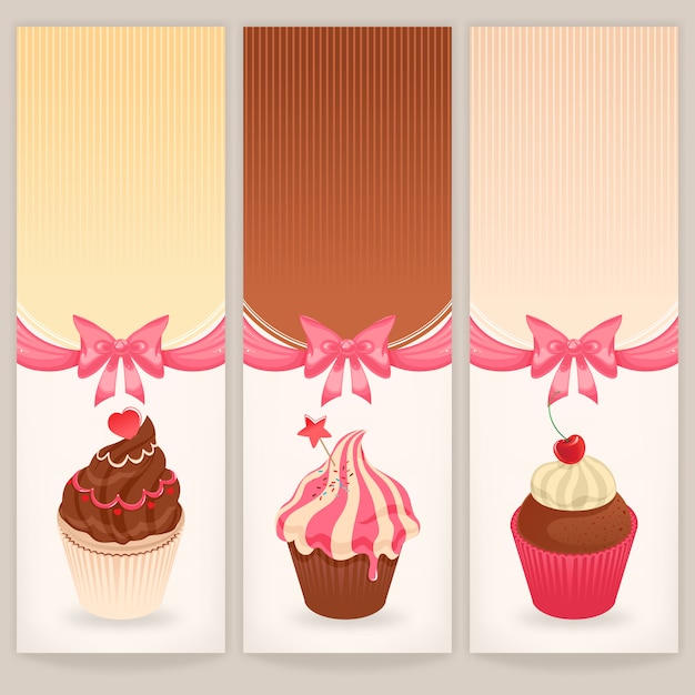 Banners with cute cakes