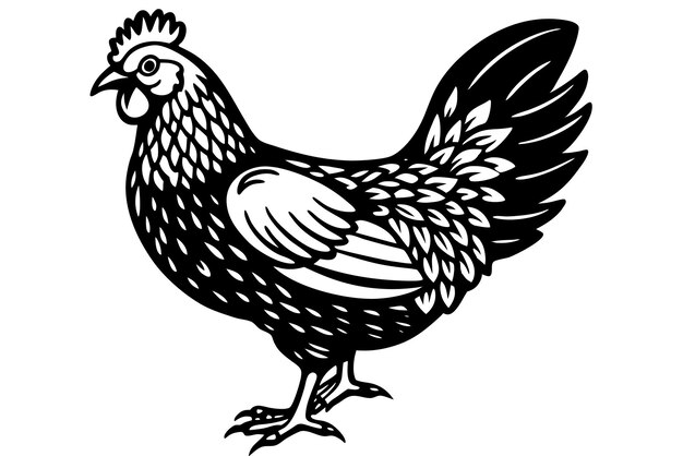 Vector bantam chicken silhouette vector illustration