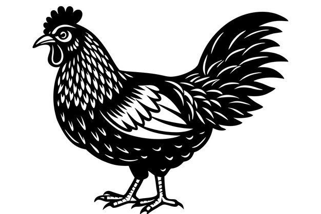 Vector bantam chicken silhouette vector illustration