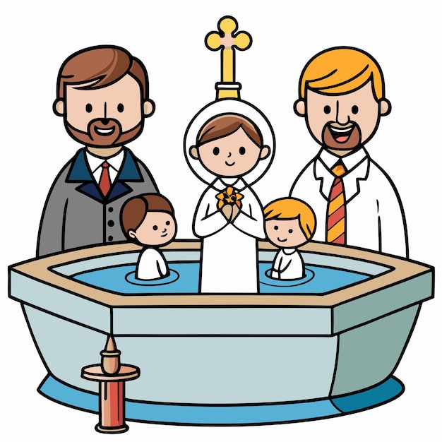 Vector baptism cartoon clip art vector illustration design