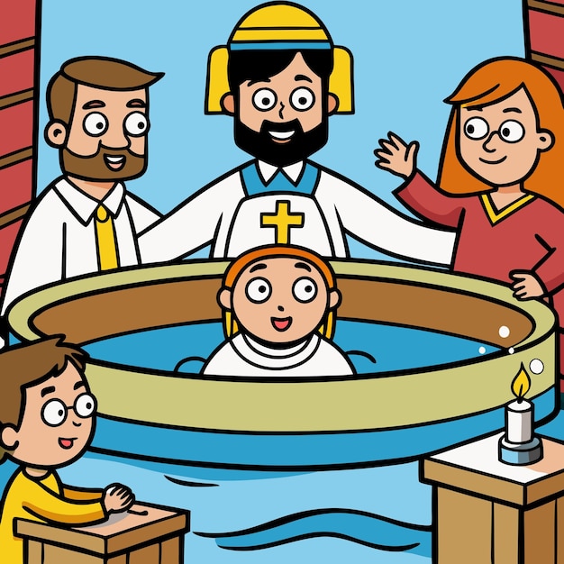 Baptism Cartoon Clip Art Vector Illustration Design