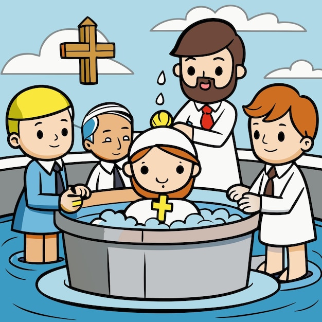 Baptism Cartoon Clip Art Vector Illustration Design