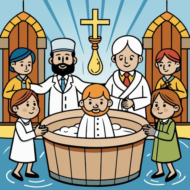 Baptism Cartoon Clip Art Vector Illustration Design