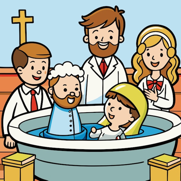 Baptism Cartoon Clip Art Vector Illustration Design