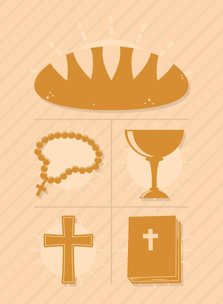 Baptism symbols icon set design