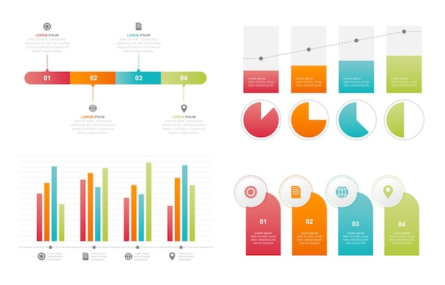 Bar Chart Graph Diagram Statistical Business Infographic Element Set