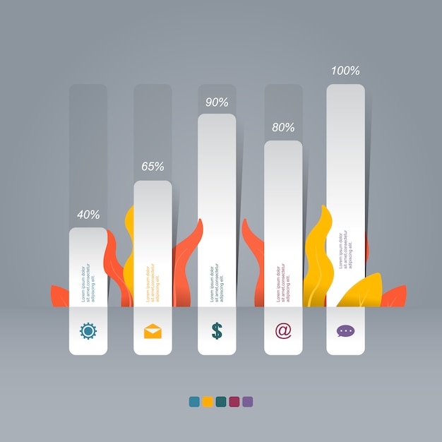 Vector bar chart graph diagram statistical business infographic illustration with nature leaf