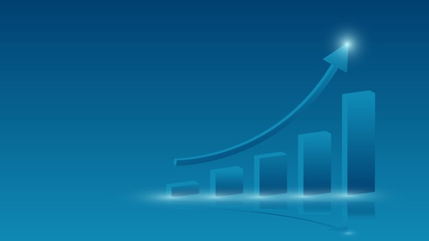 Bar chart with uptrend arrow line show business growth profit or success financial management