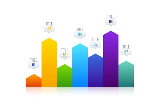 Bar graph business infographics design vector can be used for workflow layout, diagram, annual report, web design. Business concept with 7 options, steps or processes.