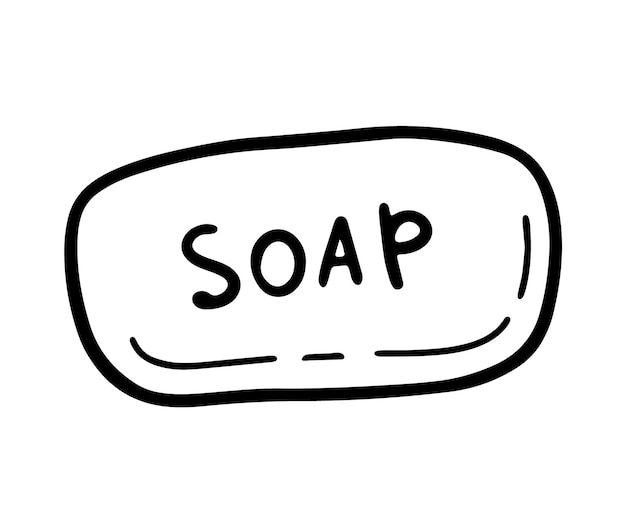 Bar of soap isolated on white background Hand drawn illustration in doodle style