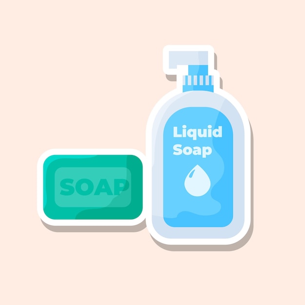 Bar soap and Liquid soap sticker illustration