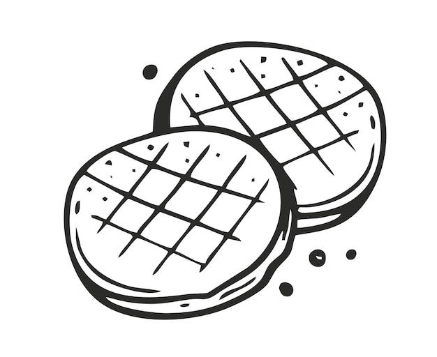 Vector barbecue grill cutlet handdrawn restaurants cooking doodle vector