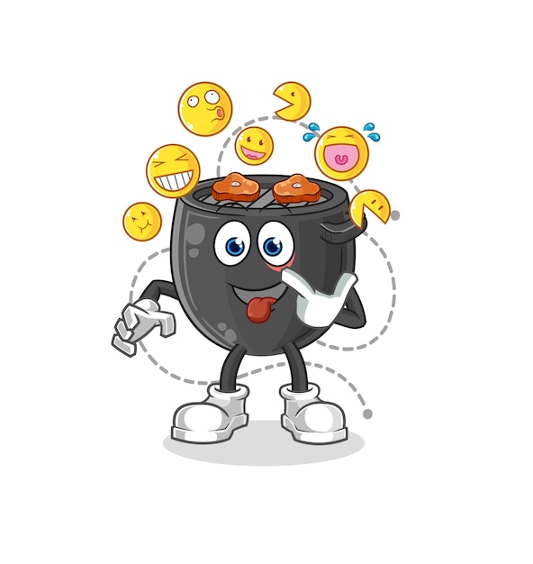 Barbecue laugh and mock character cartoon mascot vector