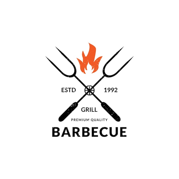 barbecue logo design template grill or bbq vintage label badge vector