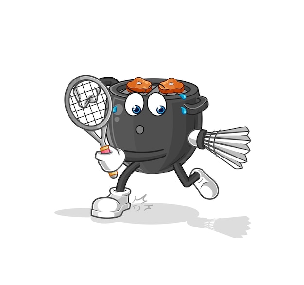 Vector barbecue playing badminton illustration character vector