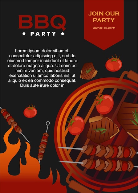 Vector barbecue posters bbq party invitations for summer bbq time illustration bbq picnic poster template