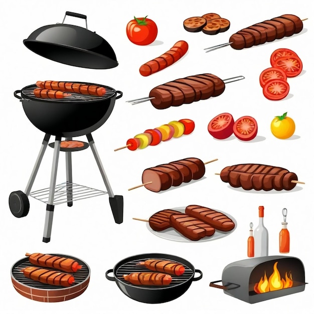 Vector barbecue vector set white background isolated