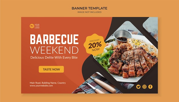 Barbecue weekend food banner template