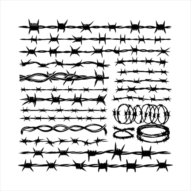 Barbed wire collection silhouette vector pack