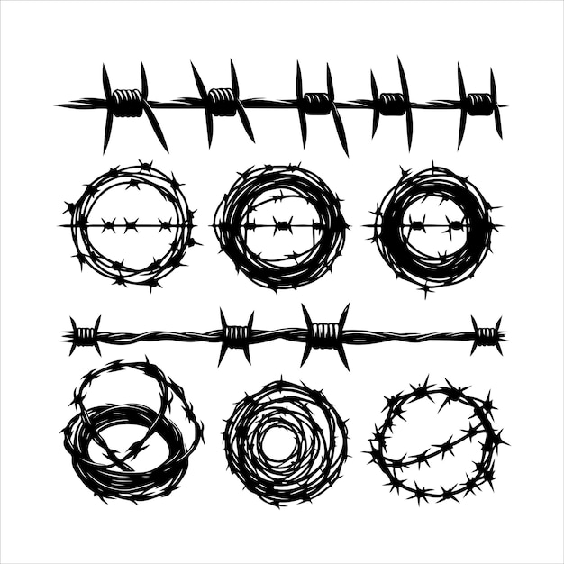 Vector barbed wire collection silhouette vector pack