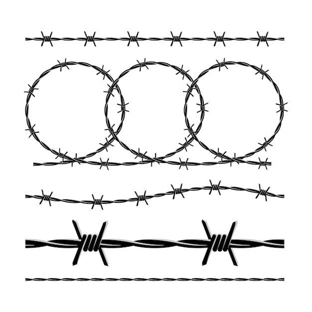 Barbed wire set on white background in vector EPS 8