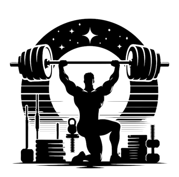 Barbel Dumbbell silhouette vector illustration