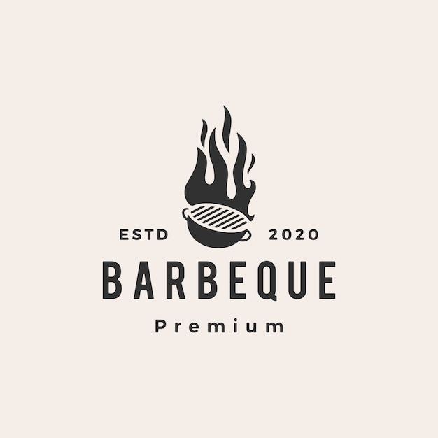 Barbeque charcoal grill hipster vintage logo icon illustration