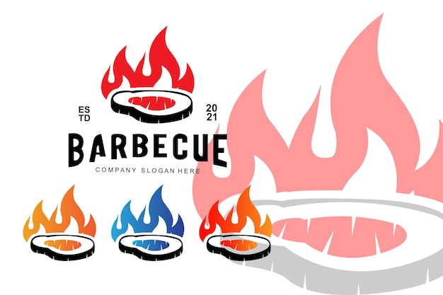 Barbeque Logo Design roast beef illustration grill icon