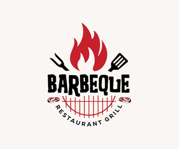 Barbeque restaurant grill logo template