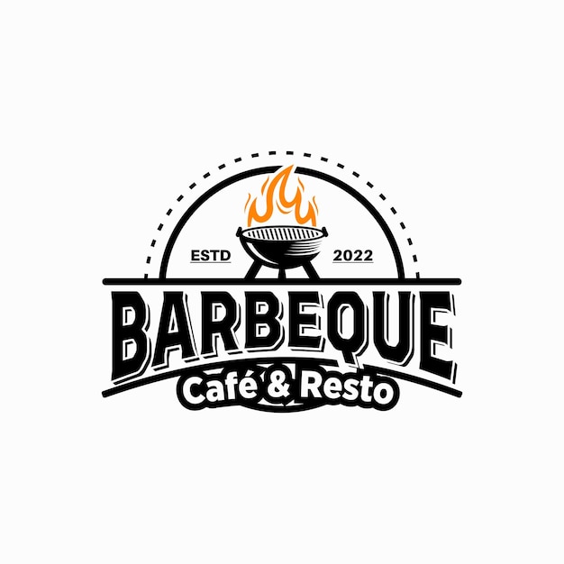 barbeque restaurant logo or vintage vintage bbq logo design