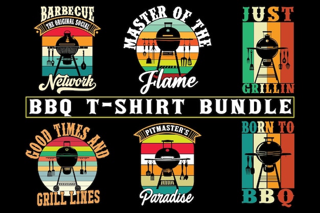 Vector barbeque t shirt design barbeque family picnic party grill master t shirt bundle print on demand