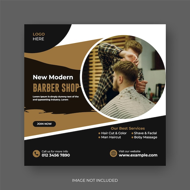 Barber haircut social media post template or square flyer