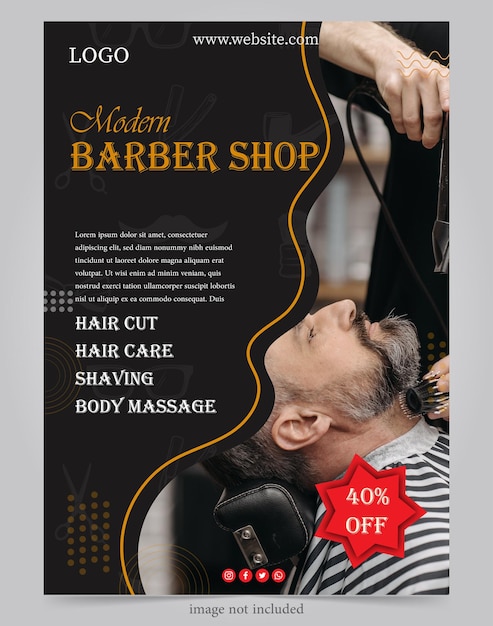 barber salon poster banner template flat design for social media