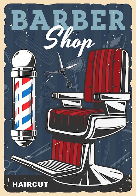 Barber shop barber equipment vector retro poster