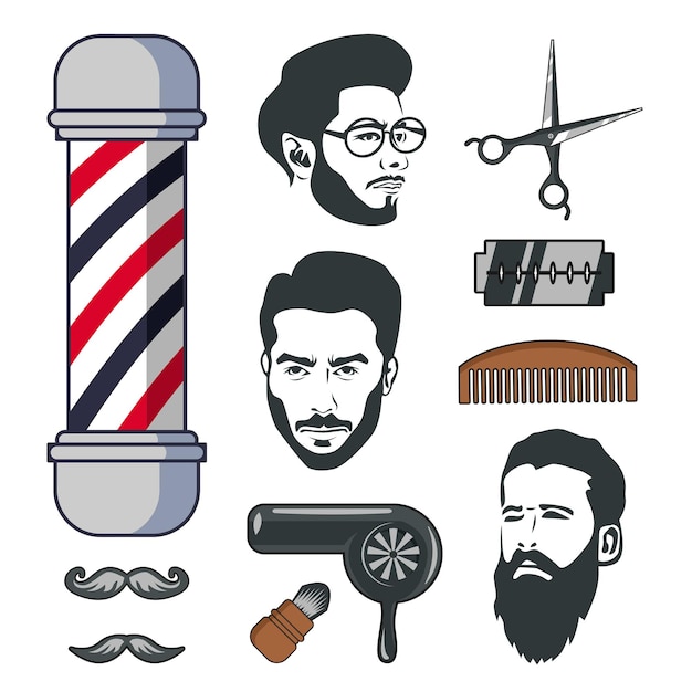 Barber shop element icon sign vector template design