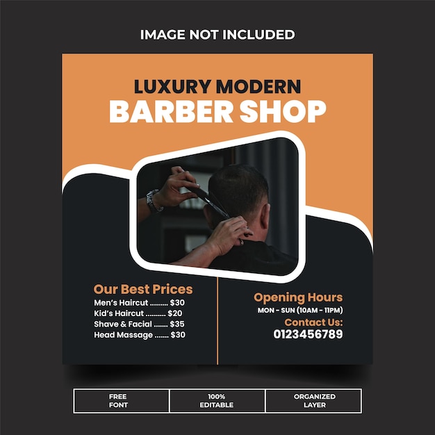 Barber Shop Hairstyle Salon Social Media Post Design Template