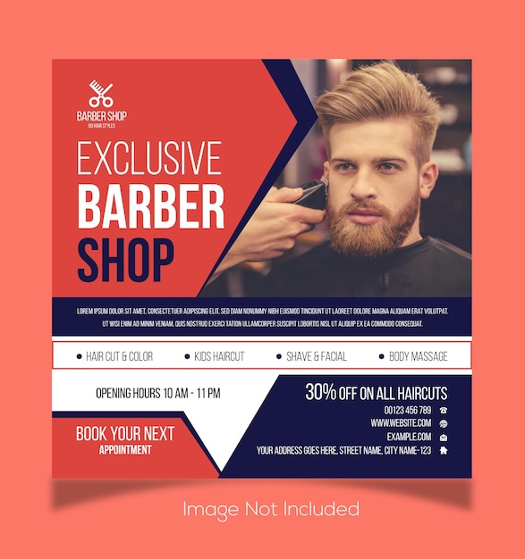 Barber shop instagram or social media post and web banner template