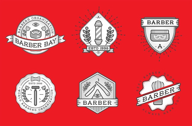 Barber Shop Logo Design Vintage Label Badge Emblem Vector Illustration