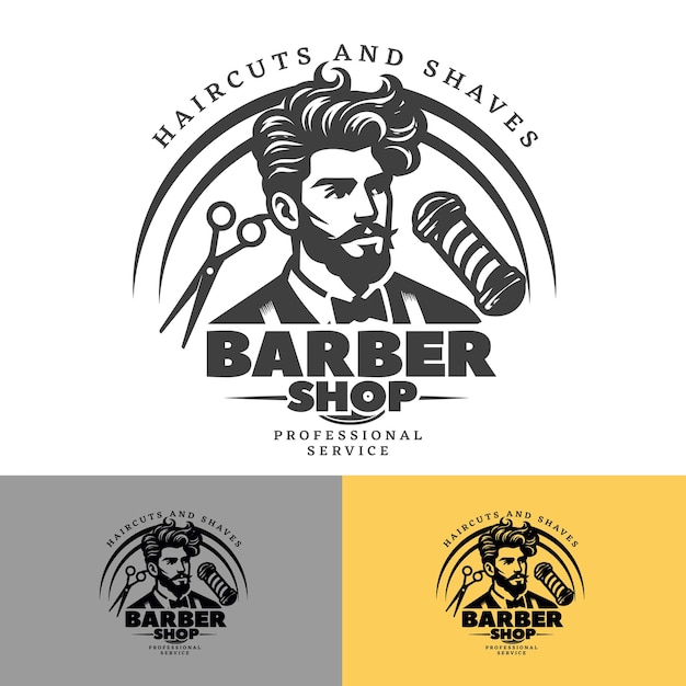 barber shop logo man with beard