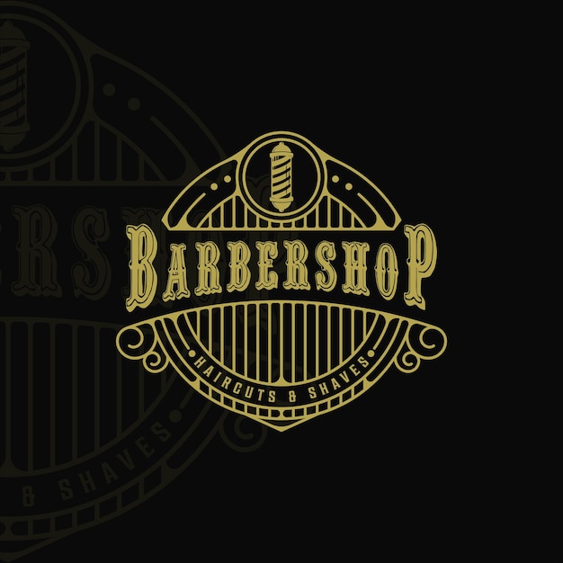 Barber shop logo vintage vector illustration template icon graphic design scissors symbol