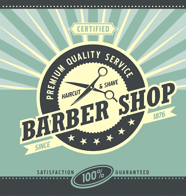 Barber shop retro poster design template