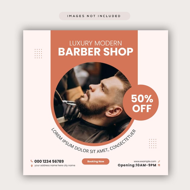 barber shop social media template design