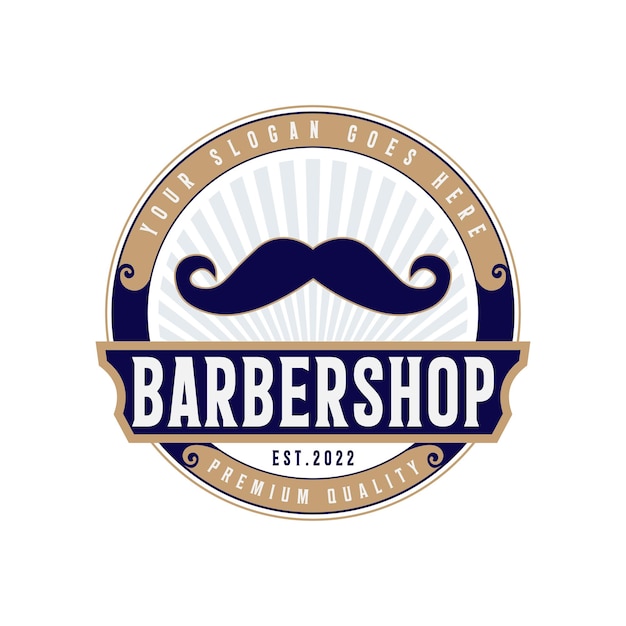 Barber shop vintage logo design and barber shop badge and emblem with retro style logo template