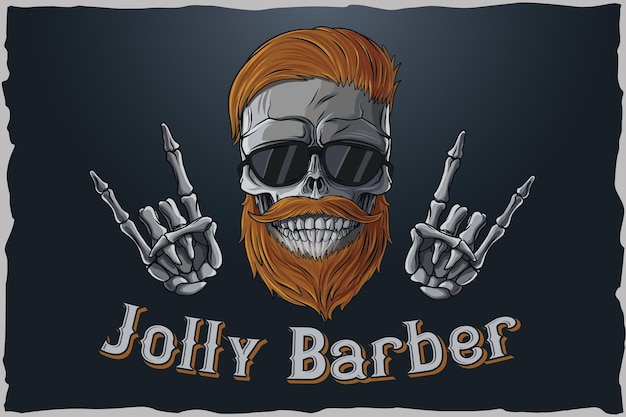 Barber skull illustration for printing