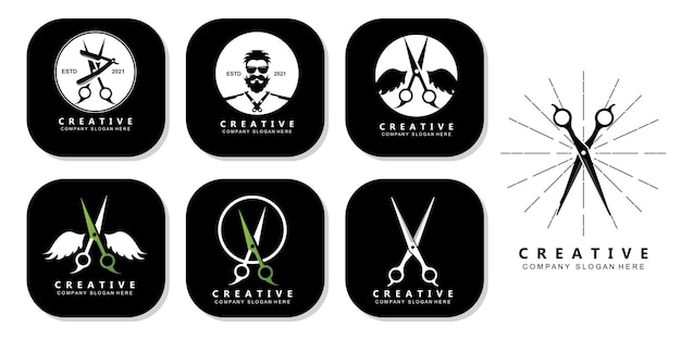 Barber tool scissors logo icon background symbol