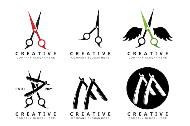 Barber tool scissors logo icon background symbol