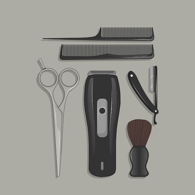 Barber tools in cartoon vector design